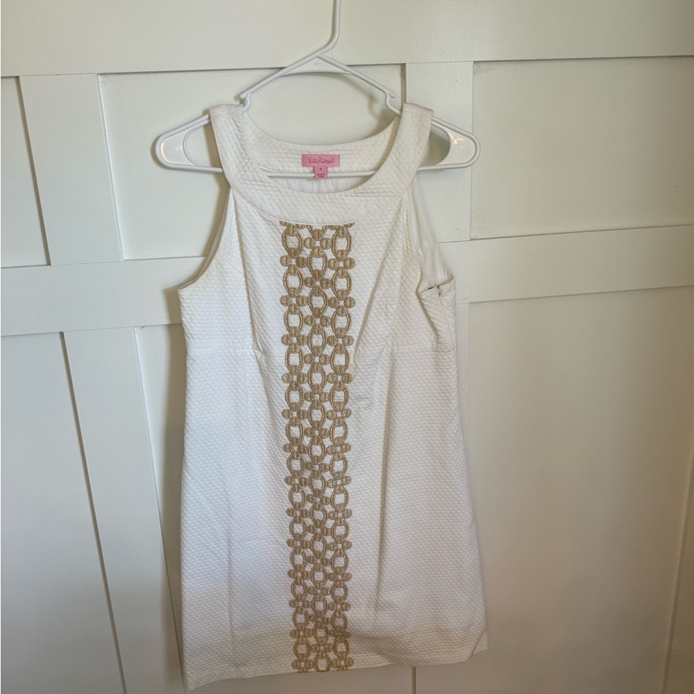 Lilly Pulitzer White and Gold Dress